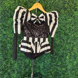 Weissman Black and White Striped Dance Costume
